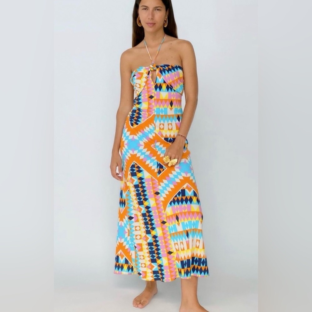 Zara Strapless Geometric Pattern Dress